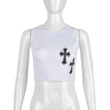 Sexy Embroidered Cross Tank Top