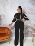 Mesh Panel Sexy Jumpsuit