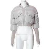 Solid Color Casual Cardigan Zipper Pocket Slim Fit Jacket Cotton Clothes