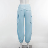 Corset Tie Rope Cargo Pants Fashion Casual Women's Loose Straight High Waist Large Size Casual Pants