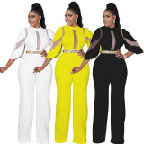 Mesh Panel Sexy Jumpsuit