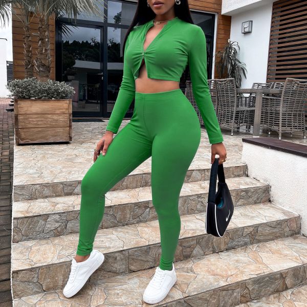 Fashion Casual Suit Double Open Zipper Pants Set