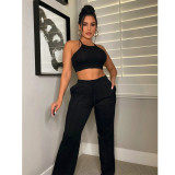 Pit strip camisole Multiple three-dimensional lines splicing two-piece suit