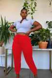 Casual plus size women's sports pants solid color
