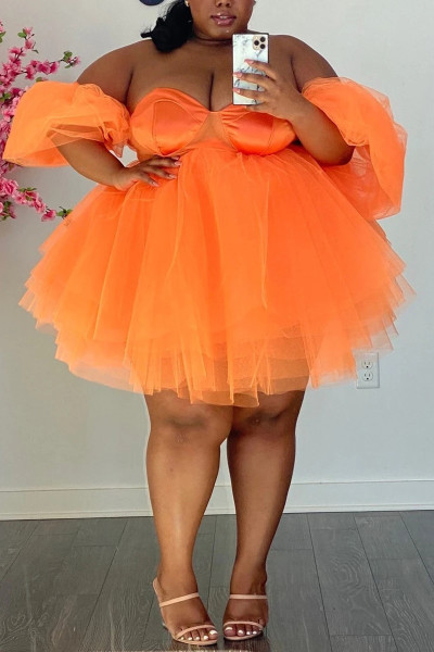 loose big swing mesh dress short skirt plus size women's dress