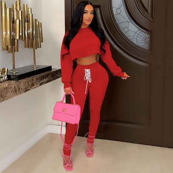 High Quality Fabric Fashion Strap Solid Color Two Piece Set