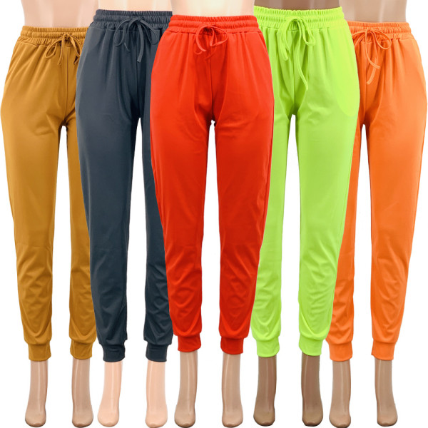 Casual plus size women's sports pants solid color