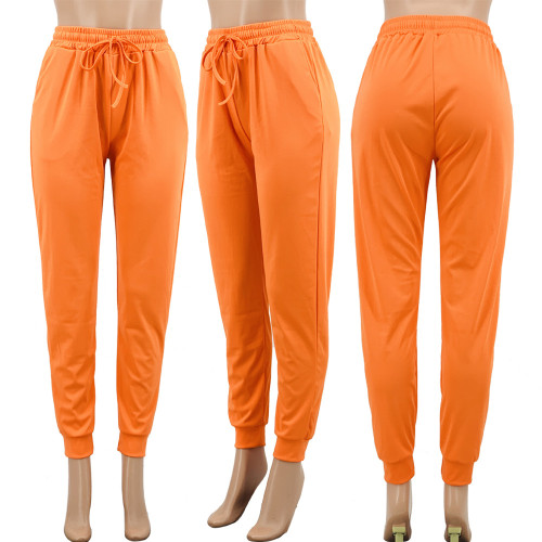 Casual plus size women's sports pants solid color