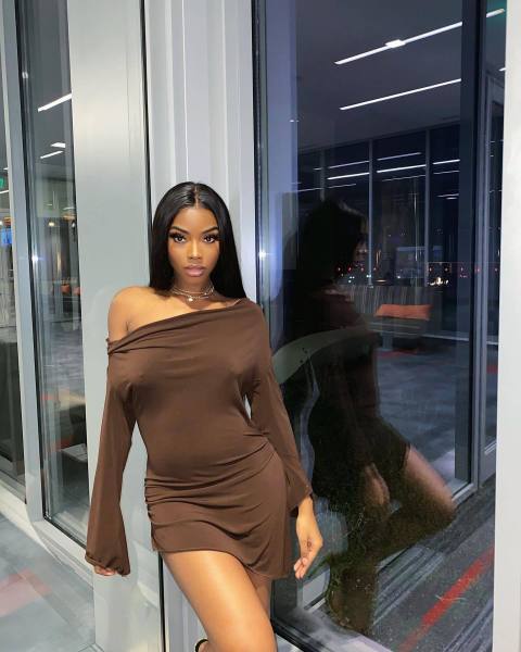 Pleated Slit Irregular Hem Flared Sleeves Sexy One-Line Neck Dress