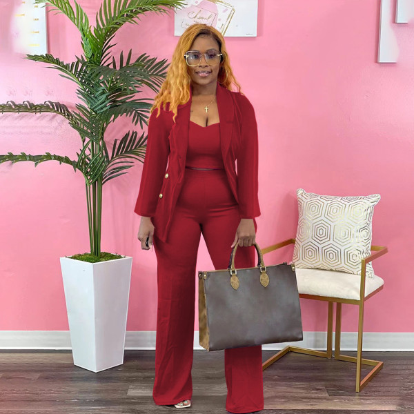 High-grade fabric temperament slim suit three-piece suit