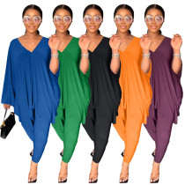 Women's Casual Loose V-Neck Doll Sleeve Suit Two Piece Women's Casual Loose V-Neck Doll Sleeve Suit Two Piece