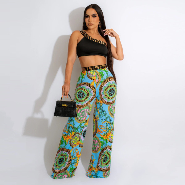 Sexy Slim Print Two-Piece Nightclub Suit