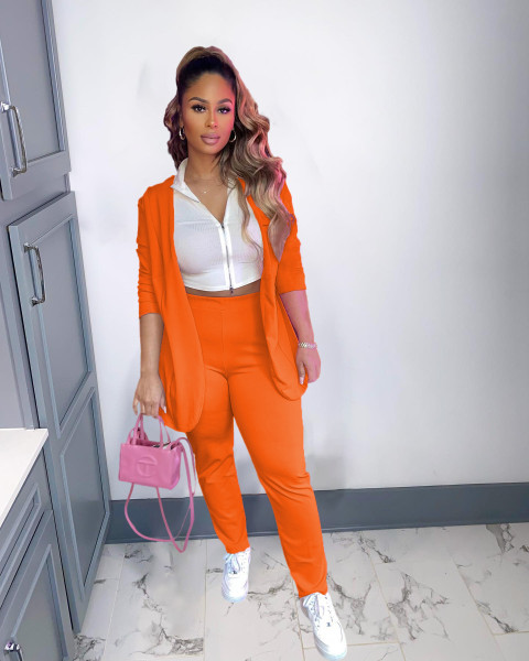 Autumn and winter small suit two-piece fashion casual long-sleeved trousers