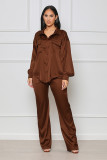 Women's Autumn and Winter Stretch Satin Fabric Casual Two-Piece Suit