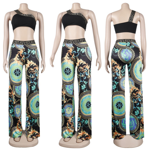 Sexy Slim Print Two-Piece Nightclub Suit
