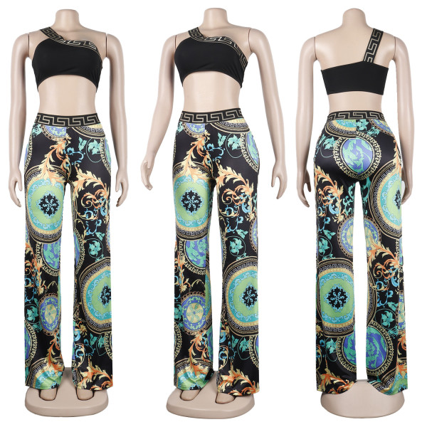 Sexy Slim Print Two-Piece Nightclub Suit