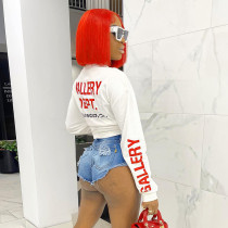 Autumn and winter new fashion letter printing loose round neck long sleeve T-shirt top X22TP430