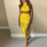 Slim fit cutout mesh fringed hip two-piece nightclub suit