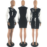Fashion embroidered letter sexy bag hip dress