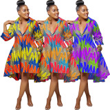 Fashion Positioning Print Shirt Dress