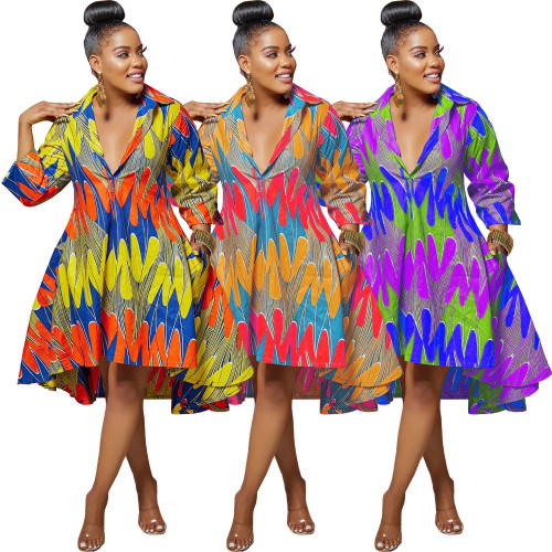 Fashion Positioning Print Shirt Dress