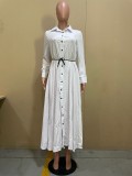 Women's Solid Color Long Sleeve Long Swing Dress