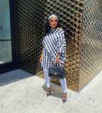 Autumn and Winter Shirts Hot Sale Fashion Personality One Shoulder Plaid Print Top