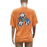 Printed Letters Loose Short Sleeve T-Shirt Top Trendy