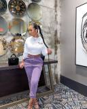 Solid Color Sweatshirt Colorblock Letter Print Loose Drawstring Sweatpants