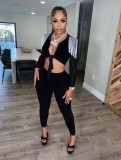 Fashion Casual Fringe Show Waist Solid Color Suit