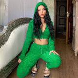 Short Cardigan Hooded Sweater Pants Fashion Casual Suit