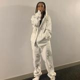 Loose top cross ironing zipper hooded sweater