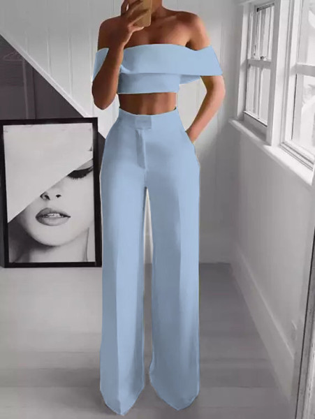 One-shoulder mopping pants suit