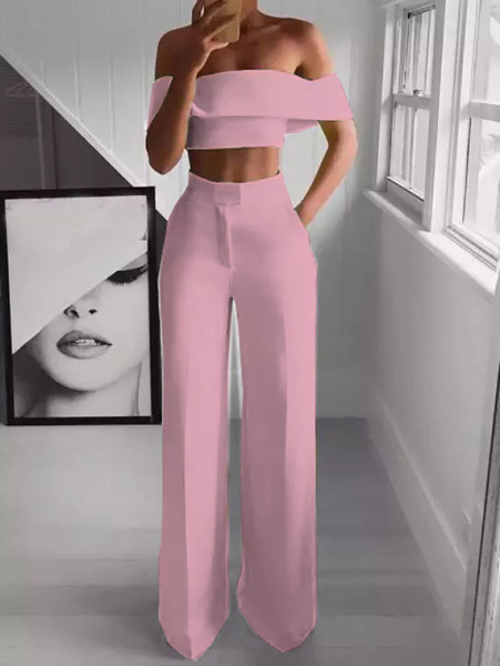 One-shoulder mopping pants suit