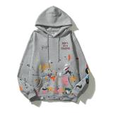 Graffiti Splash Print Embroidered Sweatshirt Couples
