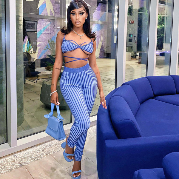 Lace-up bra high waist hip tight leggings two-piece suit trendy