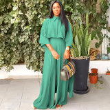 Plus Size Women's Two Piece Solid Color Loose Casual Suit