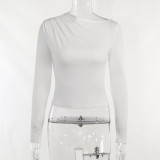 One-shoulder pleated basic bottoming long-sleeved autumn fashion women's temperament commuter slim top