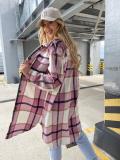 Straight Single Breasted Check Long Sleeve Shirt Plus Size Jacket