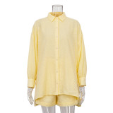 Women's Solid Color Single Breasted Long Sleeve Shirt Shorts Loose Fashion Casual Suit