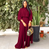 Plus Size Women's Two Piece Solid Color Loose Casual Suit