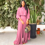 Plus Size Women's Two Piece Solid Color Loose Casual Suit