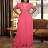 Sexy mesh stitching solid color high waist wide leg jumpsuit
