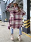 Straight Single Breasted Check Long Sleeve Shirt Plus Size Jacket