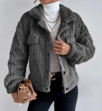 Rabbit Plush Jacket Lapel Shirt Plus Fleece Comfortable Casual Women's Thick Plush Jacket