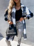 Straight Single Breasted Check Long Sleeve Shirt Plus Size Jacket