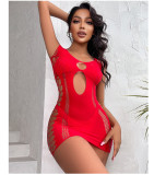 Sexy butt-packed sexy lingerie Ladies free to take off file Jacquard one-piece mesh