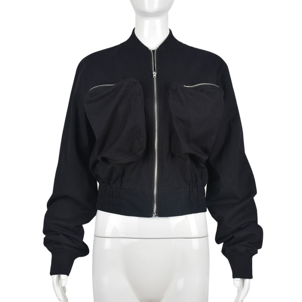 Women's Fashion Trend Pocket Stand Collar Long Sleeve Jackets
