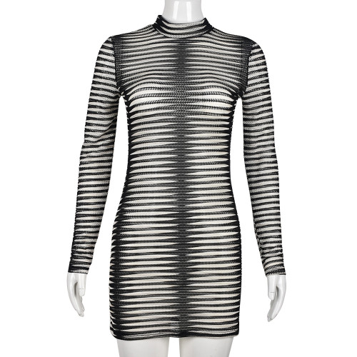 Sexy Slim Yarn Yarn Long Sleeve Dress