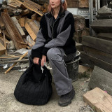 Fashion Street Photo Stand Collar Thickened Long Sleeve Zipper Casual Imitation Lamb Wool Jacket